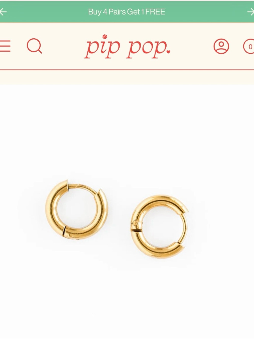 Kids Pip Pop Gold Huggie Hoop Earrings